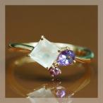 K10 コレクト ローズクォーツ アメシスト ロードライトガーネット リング 春色ピンク PT900 K18 K10対応