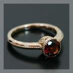 ガーネット ダイヤモンド 横顔エレガントリング 誕生石 1月 PT900 K18 K10対応