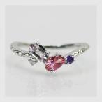 P10％中 スタイリッシュカラー モルガナイト ピンクトルマリン アメシストリング 誕生石 2月 10月 春色ピンク　PT900 K18 K10対応