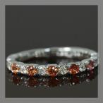 オレンジサファイア ローズカットダイヤモンドストレートリング PT900 K18 K10対応 誕生石 4月 9月