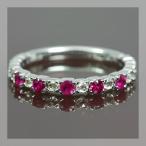 ショッピングルビー ルビー5石 ローズカットダイヤモンドストレートリング PT900 K18 K10対応 誕生石 4月 7月