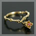 ゆらゆらチューリップ ピンクトルマリン ツタの葉 リング 誕生石 10月 春色ピンク PT900 K18 K10対応