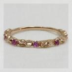 ピンクサファイアツタの葉シルエットリング PT900 K18 K10対応 誕生石 9月 春色ピンク