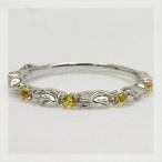 イエローサファイアツタの葉シルエットリング  PT900 K18 K10対応 誕生石 9月
