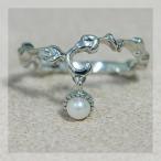 人気 再販 パールツタの葉ピンキーリング PT900 K18 K10対応 誕生石 6月