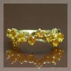 シトリンランダムウェーブリング 誕生石 11月 PT900 K18 K10対応