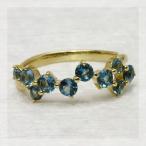 ロンドンブルートパーズ ランダムウェーブ リング 誕生石 11月 PT900 K18 K10対応