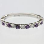 アメシスト＆ローズカットダイヤモンドリング PT900 K18 K10対応 誕生石 2月