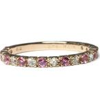 ピンクトルマリン ローズカットダイヤモンド リング PT900 K18 K10対応 誕生石 4月 10月 春色ピンク