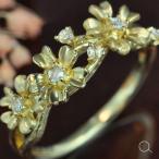 かすみ草ローズカットダイヤモンドリング PT900 K18 K10対応 誕生石 4月