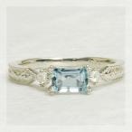 オクタゴン アクアマリンリング 誕生石 3月 PT900 K18 K10対応