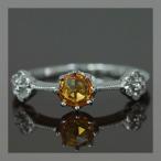 イエローオレンジサファイアヴィンテージ・デザインリング 誕生石 9月 PT900 K18 K10対応