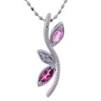 ピンクトルマリン ローズカットダイヤペンダント トップ ニュー リーフライン 誕生石 4月 10月 春色ピンク PT900 K18 K10対応
