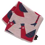 アツコマタノ 【Atsuko Matano】 三重ガーゼハンカチ (アイボリー) [綿100％]　＜ブーツを履いたにわとり＞　婦人 ガーゼ　 34cm