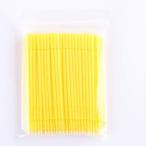 PLATINA LASH まつげ美容液用 マイクロブラシ100本 極細綿棒 まつげパーマアプリケーター(Fine/Yellow)