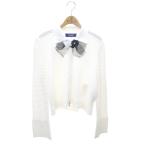 ショッピングIT エムズグレイシー バイカラージップアップニットジャケット 418124 42 ホワイト IT1XECTLV5E4