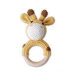 Mamimami Home おもちゃ ラトル キリン ベル入れ 1個 脳力開発 ぬいぐるみ 動物 ガラガラ 木製 ブナの木 カギ針編み 手指