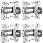 ルボナリエ ドアバックル 90度 ドア ロック 引き戸 鍵 留め金 後付け スライド式 留め具 セキュリティ対策 (シルバー 4個)