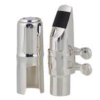 Yibuy シルバー ＃6 アルトサックスマウスピース with Cap Ligature Eフラットアルトサックス用