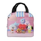 Bt21 ランチバッグ 保冷 がま口 ジッパー付きコンパクトお弁当袋おしゃれポータブル保温ランチバッグ保冷バッグソフトクーラーバッグ トート・エコバッ