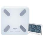 [山善] 体重体組成計 壁掛け式 ヘルスメーター 老人ホーム 体重計 体組成計 体脂肪計 50g目量 デジタル表示 時計 湿度計 温度計 BMI ホワ