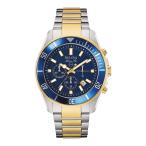 Bulova Marine Star メンズ 98B230 クロノグラフ ツートーンゴールド ブルーダイヤル 100m防水 腕時計
