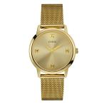 GUESS Men's U0280G3 Dressy Gold-Tone Watch with Plain Gold Dial and Mesh Deployment Buckle