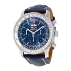 Breitling Navitimer 01クロノグラフ自動ブルーダイヤルブルーレザーメンズ腕時計ab012721-c889bllt
