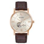 Bulova メンズ クラシックドレス 3針 21- ジュエル 自動巻き腕時計 42時間リザーブ ハック機能 サブ秒針 オープンアパーチャダイヤル 展示ケースバック 42mm, ブ