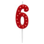 Papyrus Number 6 день рождения свеча, красный полька-дот (1 шт )