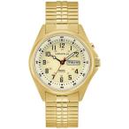 Caravelle by Bulova メンズ トラディショナル クォーツ腕時計 44C112 ゴールドトーン 拡張バンド ライトアップ 曜日・日付