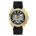 GUESS Men's Stainless Steel Quartz Watch with Silicone Strap, Black, 24 (Model: GW0333G2)