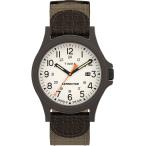 Timex メンズ エクスペディション アカディア 40mm 腕時計, ブラウン/ナチュラル/ブラウン/ファブリック, ミリタリー。