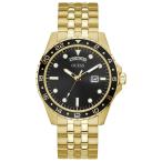GUESS ドレスデイデイト GW0220G4 44mm ゴールドトーン ステンレスブレス ブラックダイヤル 50m防水