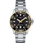 Tissot シースター 1000 T1202102105100 36mm 腕時計 クォーツ ゴールドPVDコーティング ブラック文字盤 クイックリリース 300m防水