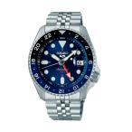Seiko 5 Sports SSK GMT ブラックダイヤル 自動巻きメンズ腕時計 SSK001K1, ブルー, ブレスレット