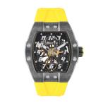 Invicta シリコンアナログブラックダイヤルメンズウォッチ-43524、マルチカラーバンド, イエロー, 自動巻き腕時計。
