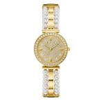 Guess US レディース ゴールドトーン ダイヤモンドとパール アナログ腕時計, ゴールドトーン, アナログ腕時計。