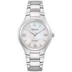Bulova レディース クラシック 3針 自動巻き ステンレススチール 腕時計 マザーオブパールダイヤル, シルバー, 自動巻き腕時計。