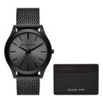 Michael Kors Runway MK1085SET 44mm ガンメタルダイヤル ブラックメッシュバンド ウォレット付ギフトセット