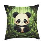 Cutey Bambooy Pandy Bamboo Reverie Panda's Asian Artistic Tale Throw Pillow, 18x18, Multicolor