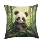 Cutey Bambooy Pandy Bamboo Symphony Panda's Asian Artistic Delight Throw Pillow, 18x18, Multicolor