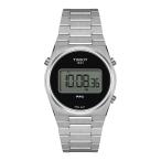 Tissot PRX Digital T1374631105000 メンズ クォーツ マルチファンクション ステンレスブレスレット 40mm バタフライクラスプ 10気圧防水 ブラック文字盤