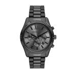 Michael Kors メンズ レキシントン クロノグラフ 44mm ブラックステンレス ブレスレット ブラックダイヤル クォーツ