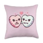 Valentine's day besties heart candy Throw Pillow