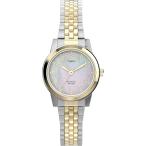 Timex レディース Main Street 25mm 腕時計 - シルバートーン 拡張バンド マザーオブパールダイヤル シルバートーンケース, ツートーン/マザーオブパール/ツート