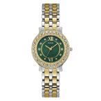 GUESS レディース 34mm 腕時計 - ツートーンブレスレット グリーンダイヤル ツートーンケース, ツートーン