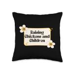 Retro Daisy Raising Children ＆ Chicken Mama Gift For Mothers Throw Pillow