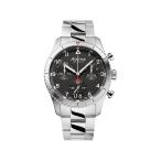 Alpina メンズ スタータイマー クロノグラフ ビッグデート スイスクォーツ ステンレススチール ウォッチ ブラック 文字盤 モデル:AL-372BW4S26B, シルバー