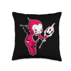 Kewpie Baby Devil Pitchfork Spooky Traditional Tattoo Flash Throw Pillow